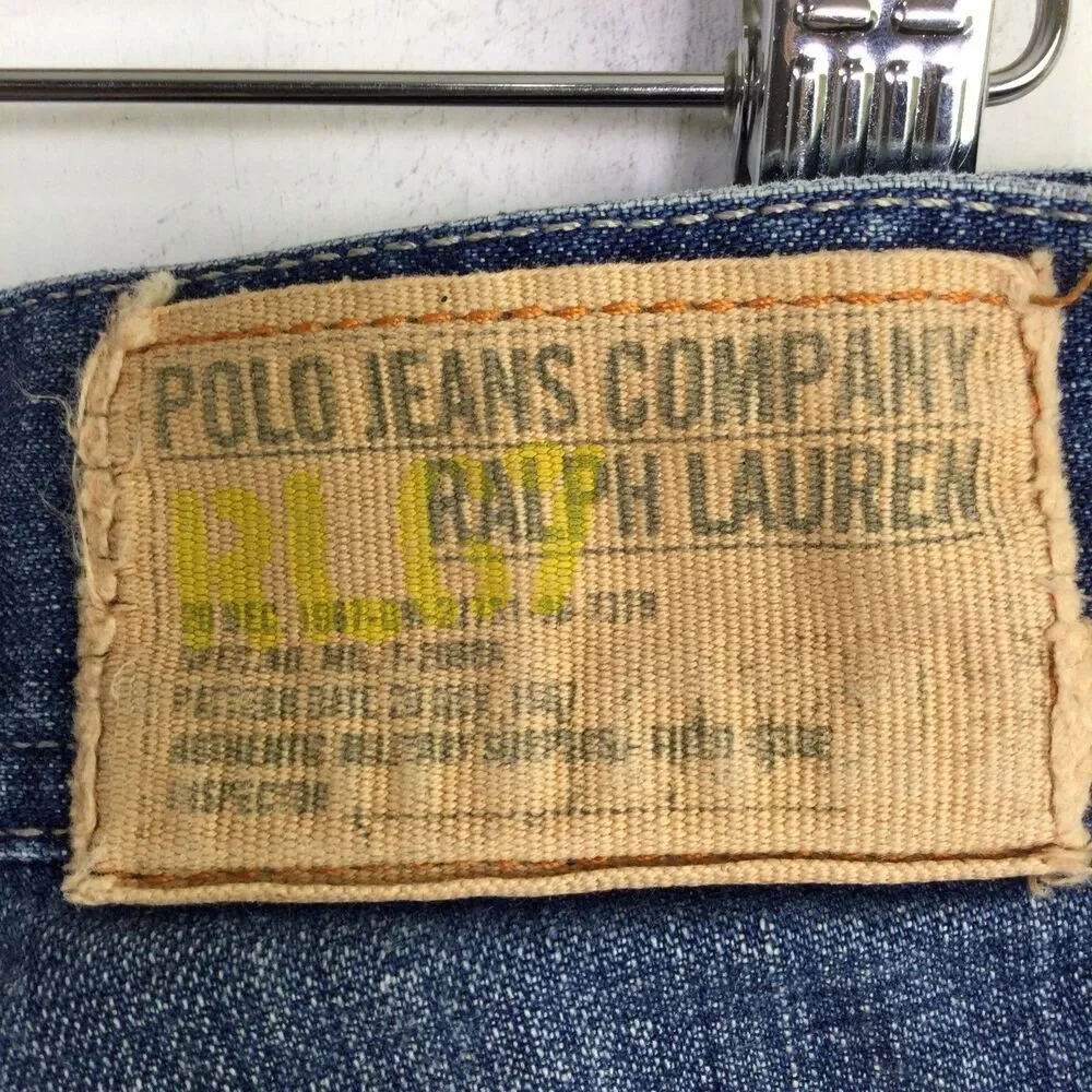 Polo Ralph Lauren Jeans Co Mens Cargo Carpenter Vintage Jeans Blue Size 34